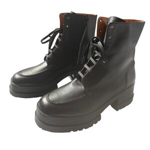 Robert Clergerie Waddie Black Leather Platform Combat Ankle Boots New US 11